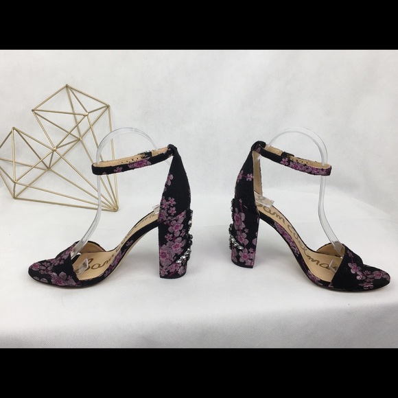 Sam Edelman Sakura Brocade Crystal Dragonfly & Bee Heel Ankle Strap Shoes - Picture 4 of 10